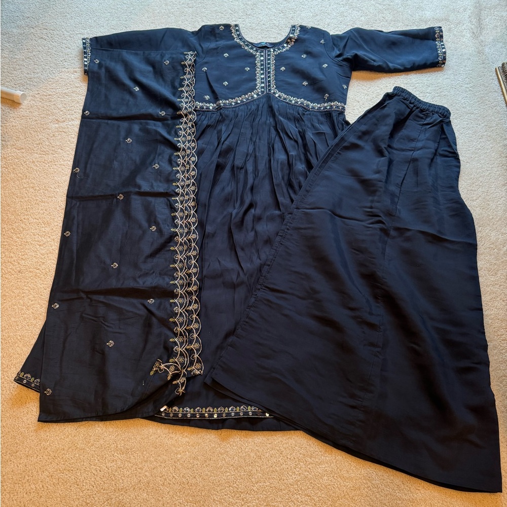 Indian dress navy blue with palazzo style pants